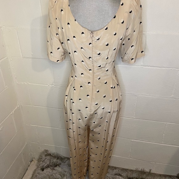 Vintage Jennifer L Silk Polka Dot Wide Leg Jumpsuit size 8 - Picture 8 of 12